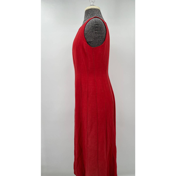 Due' per Due' silk and linen women's red tailored sleeveless dress size 6 - Picture 5 of 6